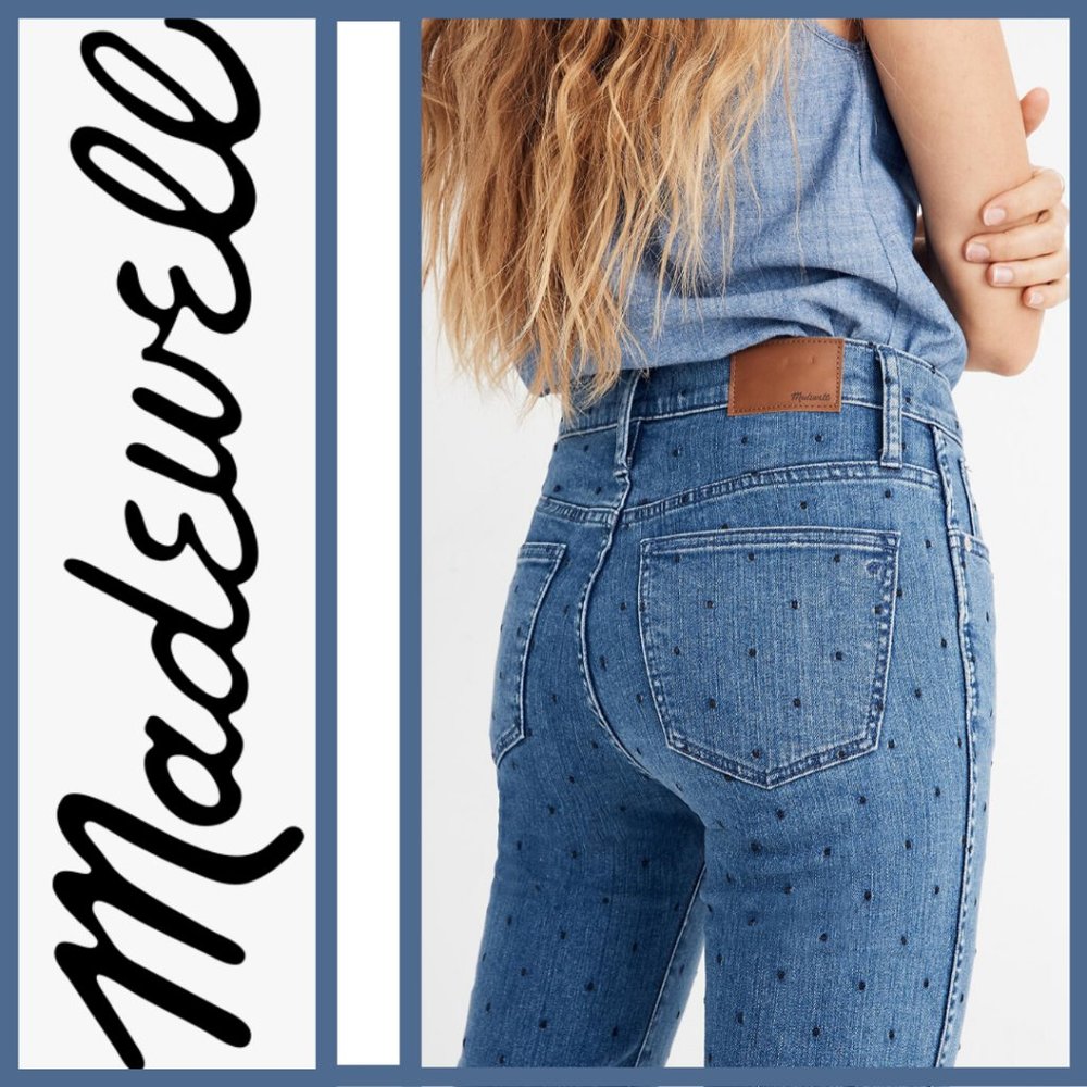 MADEWELL SLIM STRAIGHT NAVY DOT JEANS -Sz 29